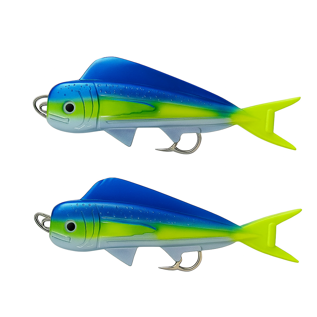 dolphin fishing lures cheap Dancin' Dolphin, Rigged 2 pack S 1oz112KM Fish Wound Treatment Mustad 9430-DS 5X Treble Agate Guide:Right-Handed (With Agate Guide)